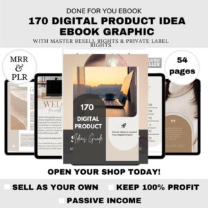 170 Digital Product Ideas PLR eBook – Canva Editable Passive Income Guide with Resell Rights for Online Business & Etsy Sellers