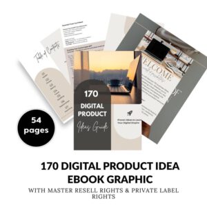 170 Digital Product Ideas PLR eBook – Canva Editable Passive Income Guide with Resell Rights for Online Business & Etsy Sellers