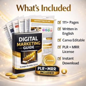 Make Money Online PLR eBook Bundle – 111 Page Canva Editable Digital Marketing Guide with Master Resell Rights for Passive Income