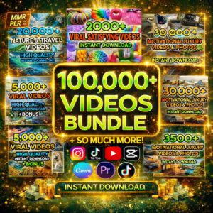 100,000+ Viral Reels Mega Bundle with PLR & MRR Rights | Faceless AI Content for TikTok, Instagram Reels & YouTube Shorts | Editable Digital Download