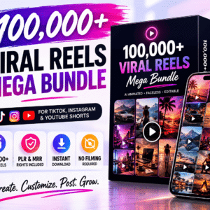 100,000+ Viral Reels Mega Bundle with PLR & MRR Rights | Faceless AI Content for TikTok, Instagram Reels & YouTube Shorts | Editable Digital Download
