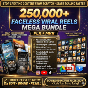 250,000+ Faceless Viral Reels Bundle for TikTok, Instagram Reels & YouTube Shorts | PLR & MRR Content Library with Resell Rights | Instant Digital Download