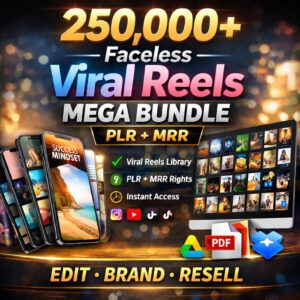 250,000+ Faceless Viral Reels Bundle for TikTok, Instagram Reels & YouTube Shorts | PLR & MRR Content Library with Resell Rights | Instant Digital Download